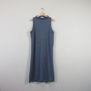 Haven Well Within Knit Tank Midi Dress M Blue Mock Neck Loungewear Casual 376
